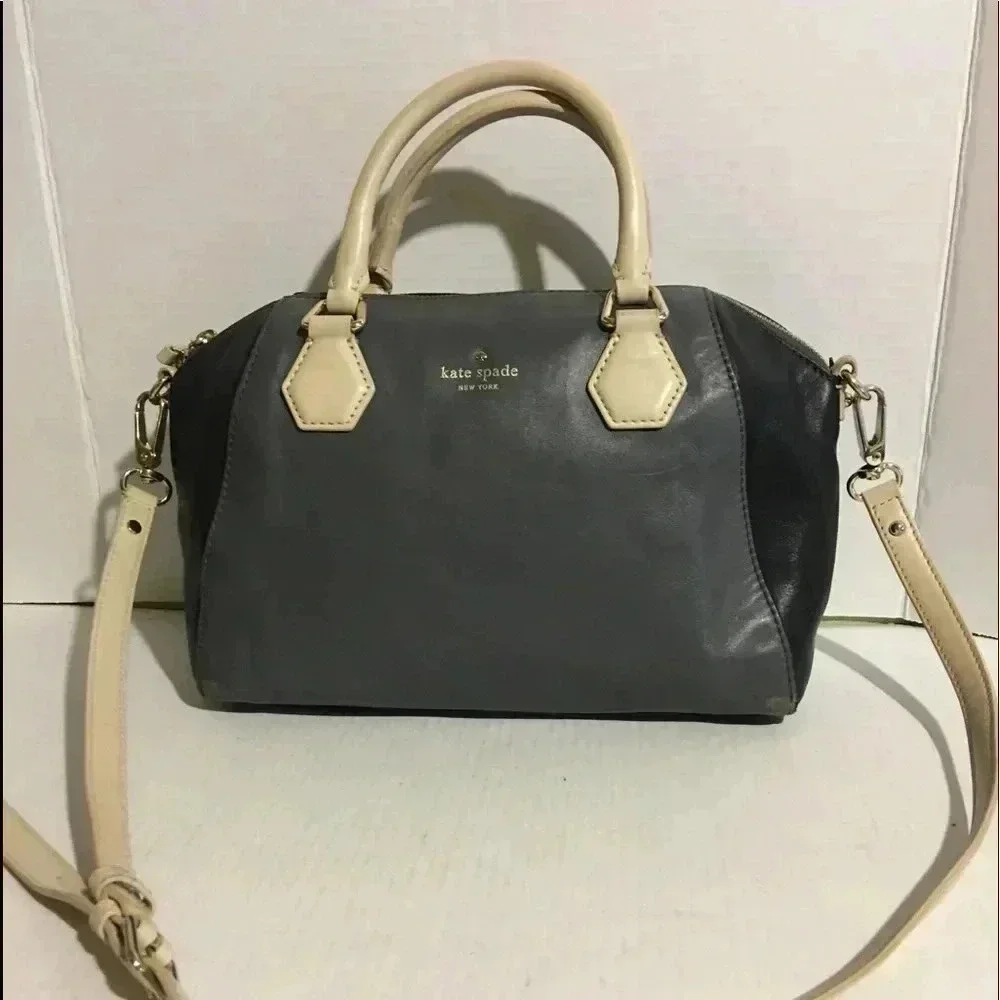 Kate Spade grey leather satchel handbag